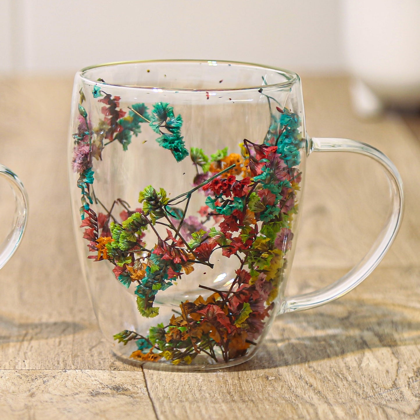 Double glass 350 ml Floral Mug -Blue Forest - A&Z Center