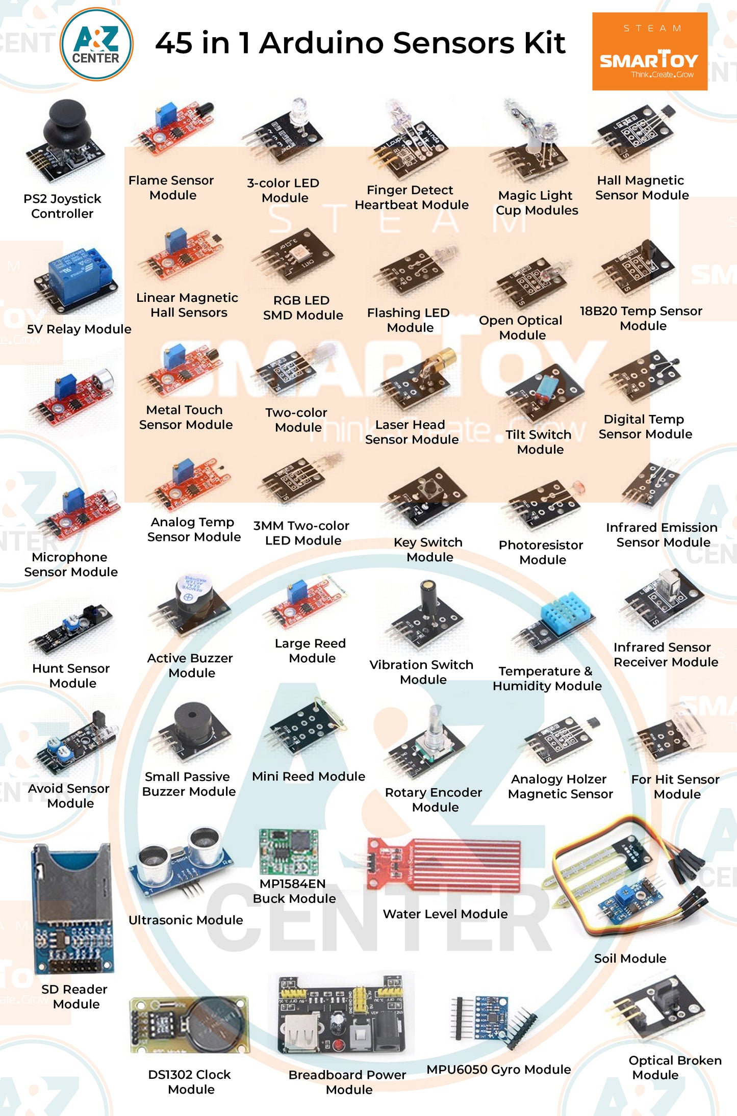 45 in 1 Arduino Sensors Modules Starter Kit
