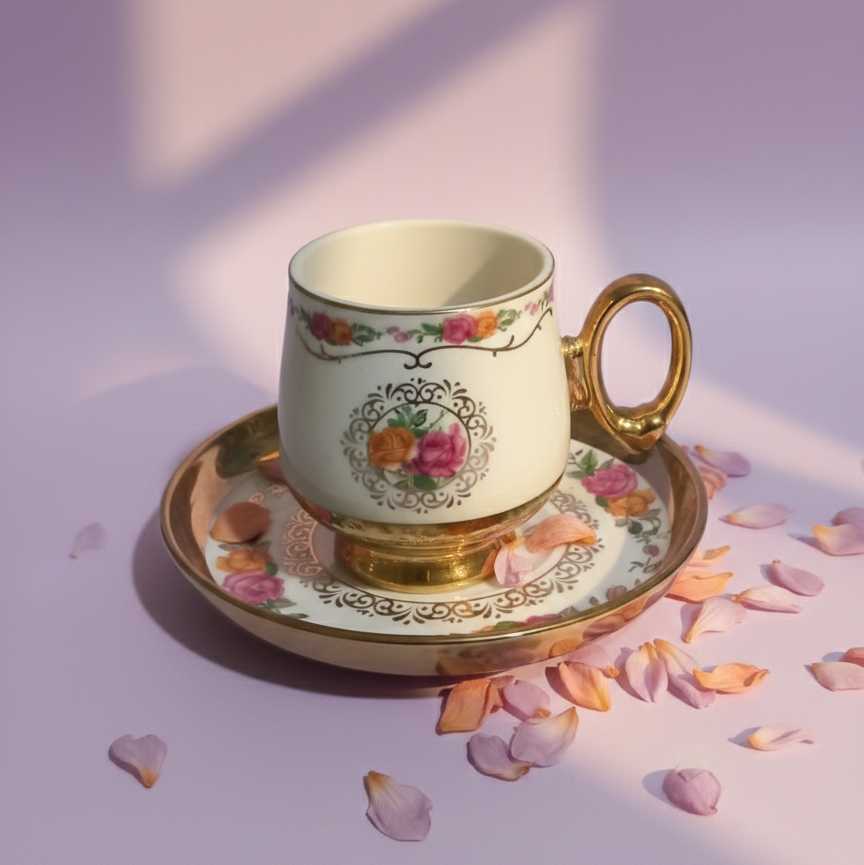 Vintage Rose Medallion Coffee Cup 90 ml