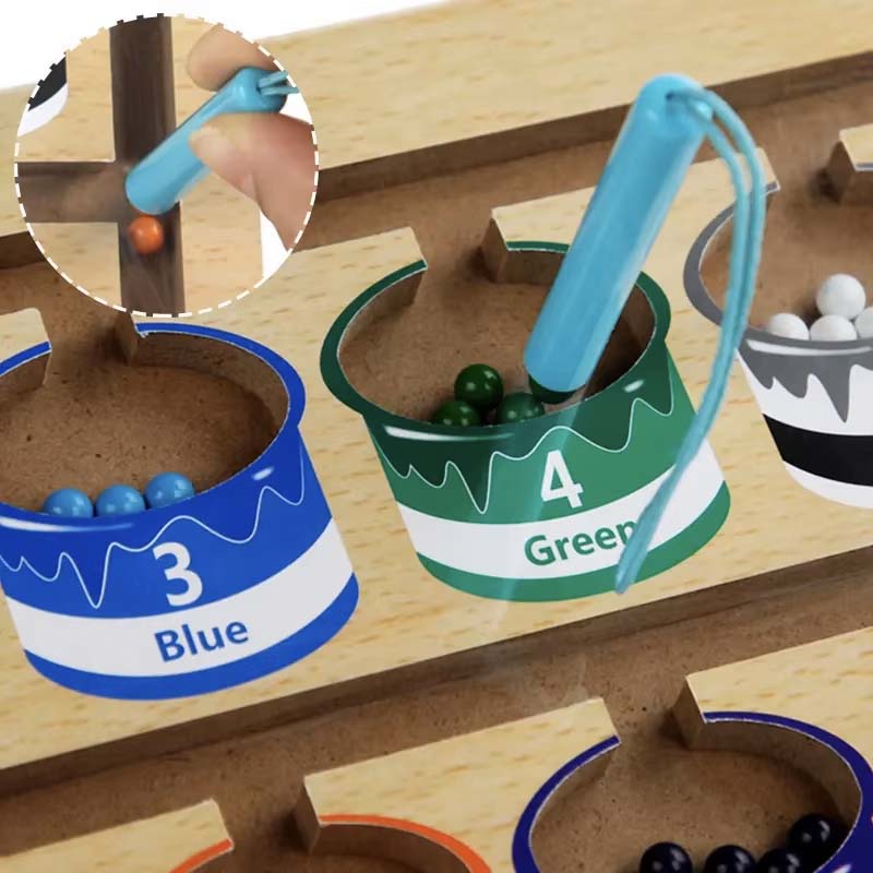 Magnetic Maze - wooden toy - color classification - numbering skills - A&Z Center