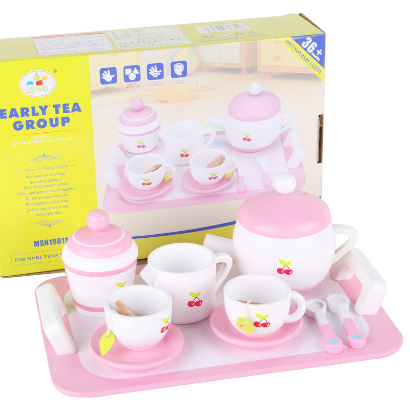 Pink tea set wood Toy