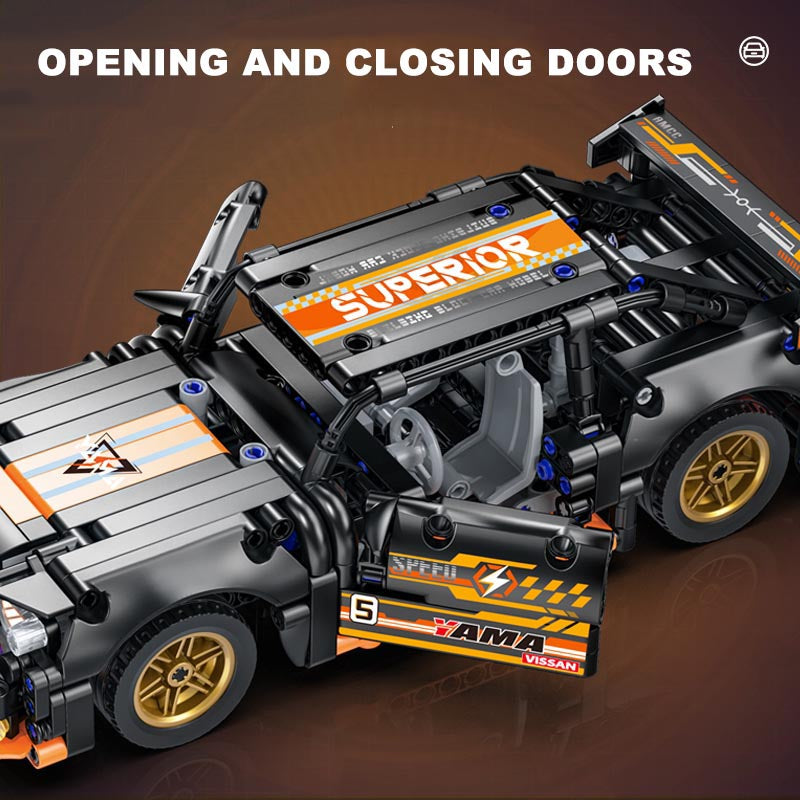 Racing Model Car DIY Building Blocks orange and black car 550 pieces