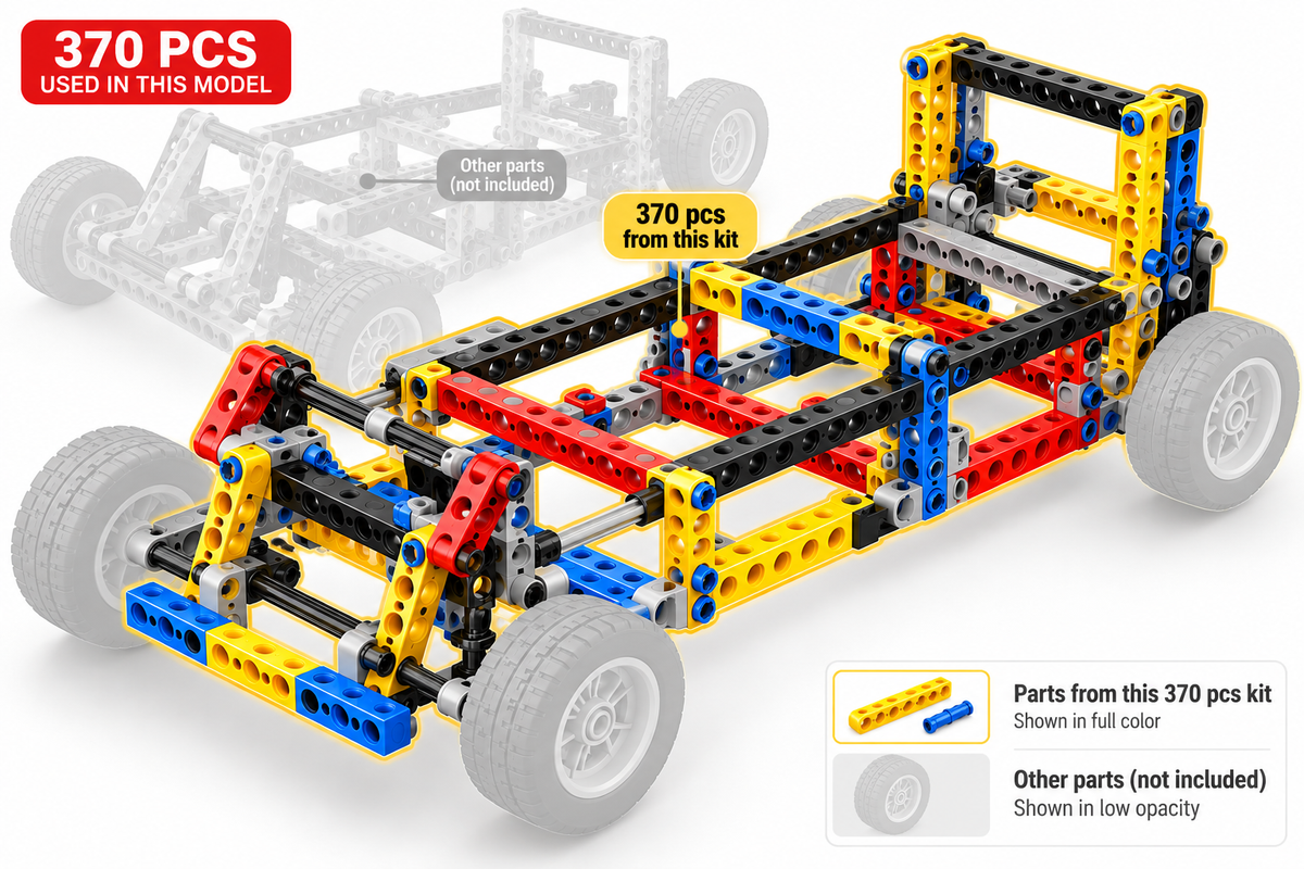 370 PCS Perforated brick axle pin set