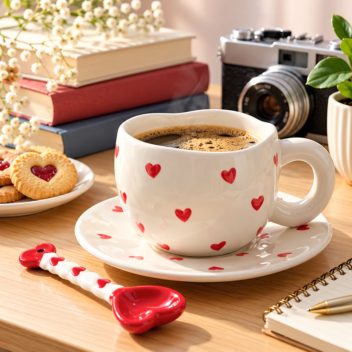Handmade Ceramic cup and saucer 1 cup+1 saucer+1 spoon/Set