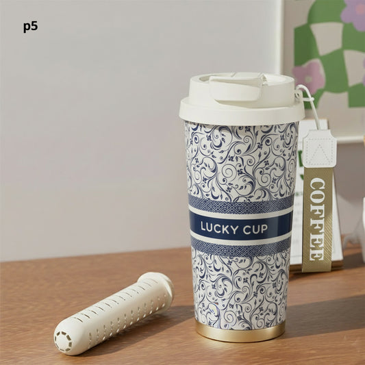 Travel mug double head floral design P5 - 550 ml