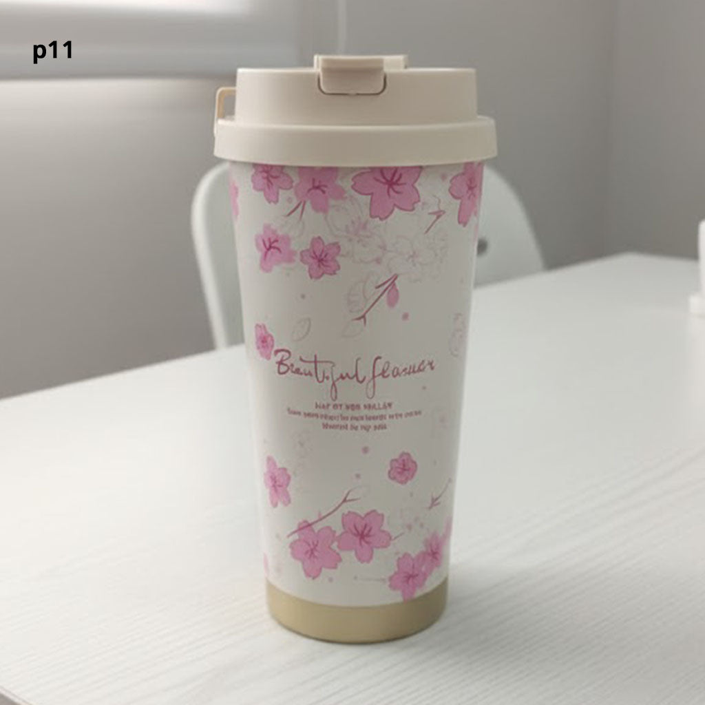 Travel mug double head floral design P11 - 550 ml