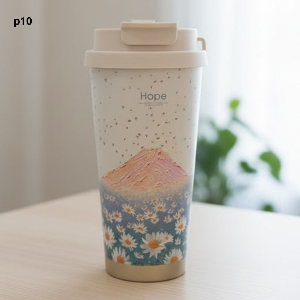 Travel mug double head floral design P10 - 550 ml