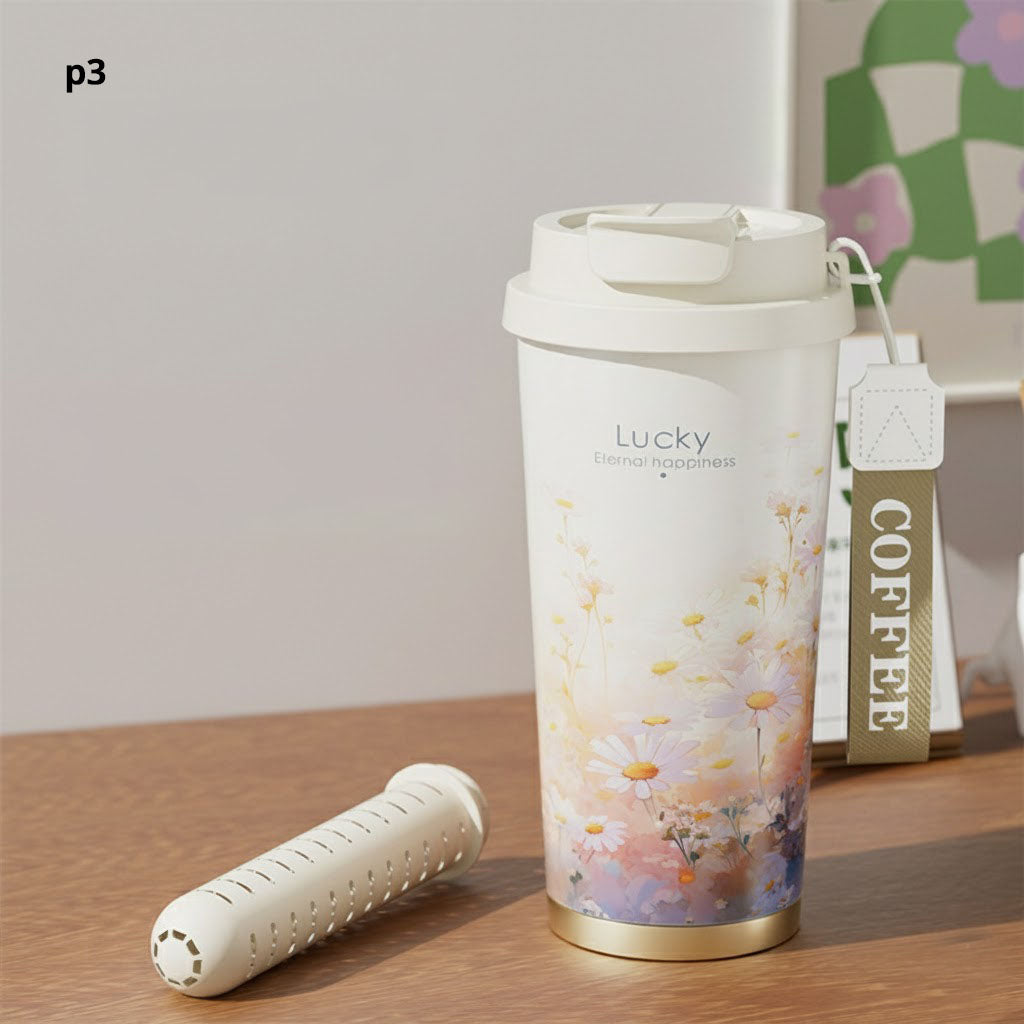 Travel mug double head floral design P3 - 550 ml