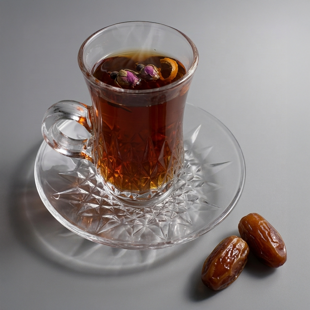 Glass tea cup and saucer, 12 pc set - P1