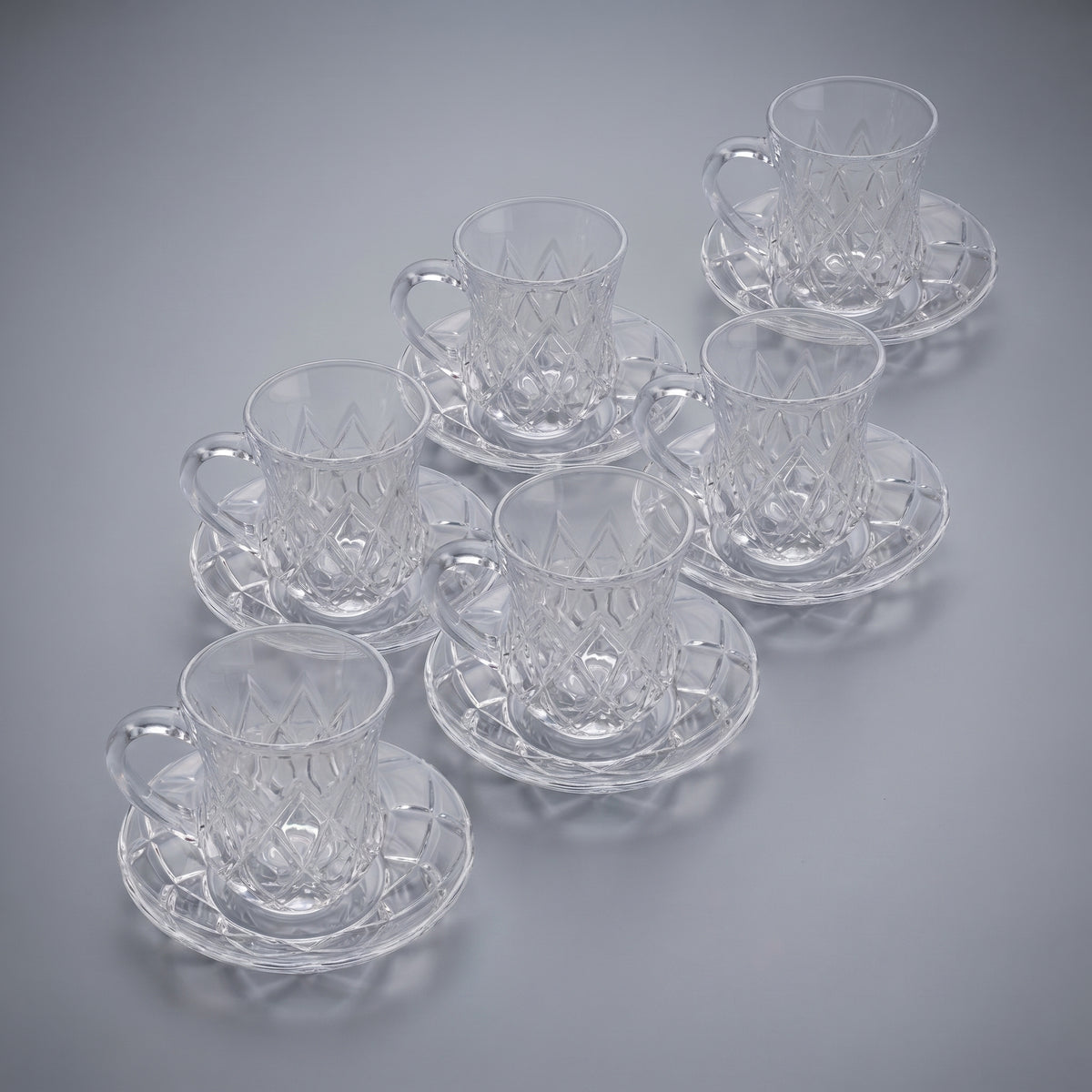 Glass tea cup and saucer 105ml , 12 pc set
