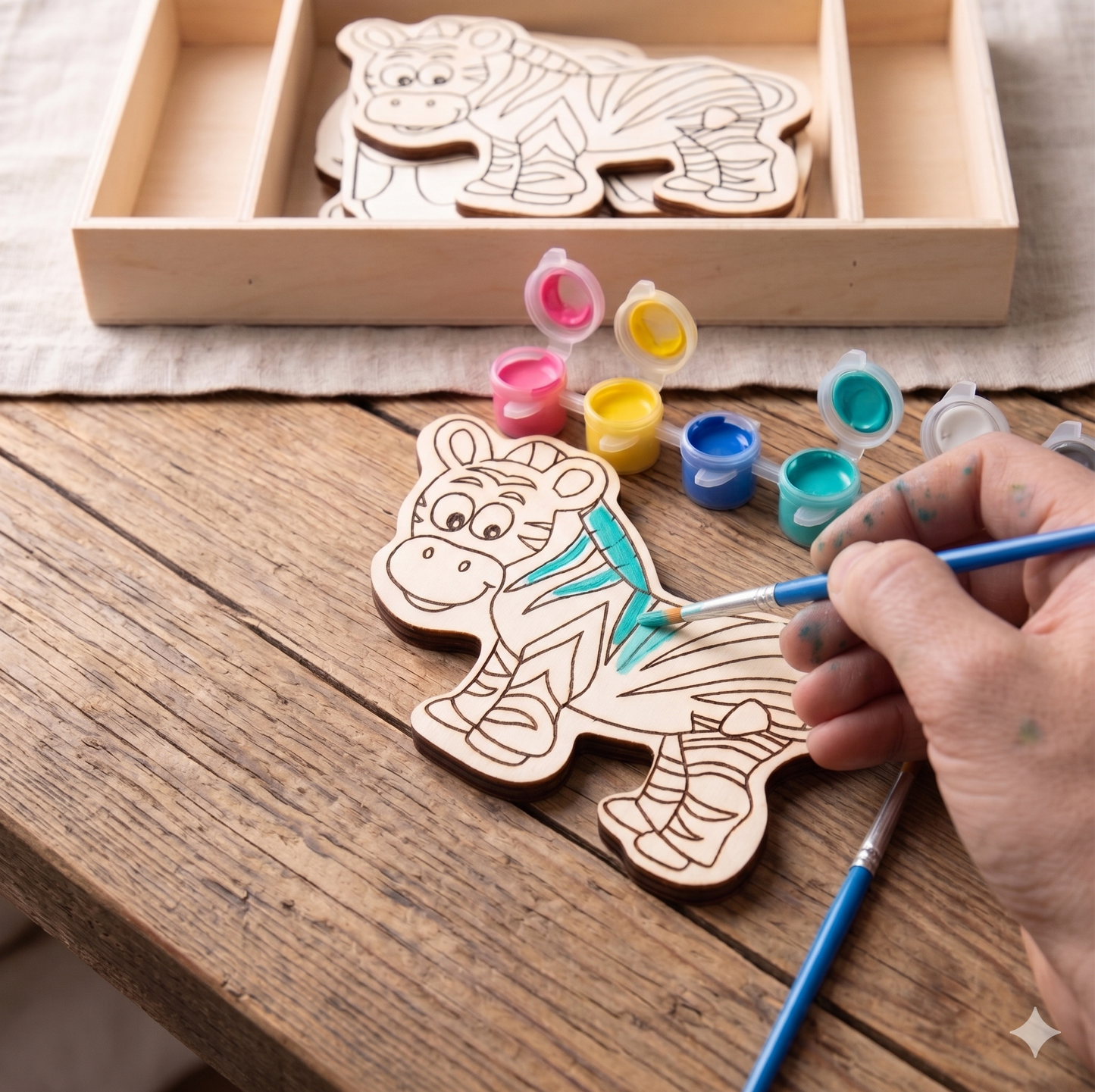 Coloring wood figures