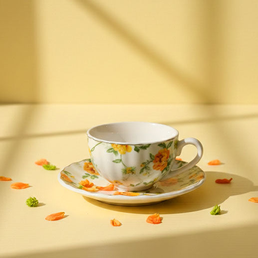 Yellow Flower Coffee  Cups 90 ml