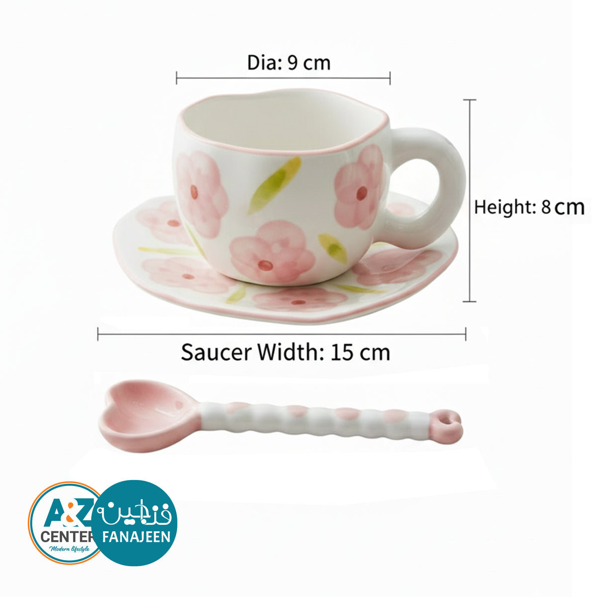Handmade Ceramic cup and saucer 1 cup+1 saucer+1 spoon/Set