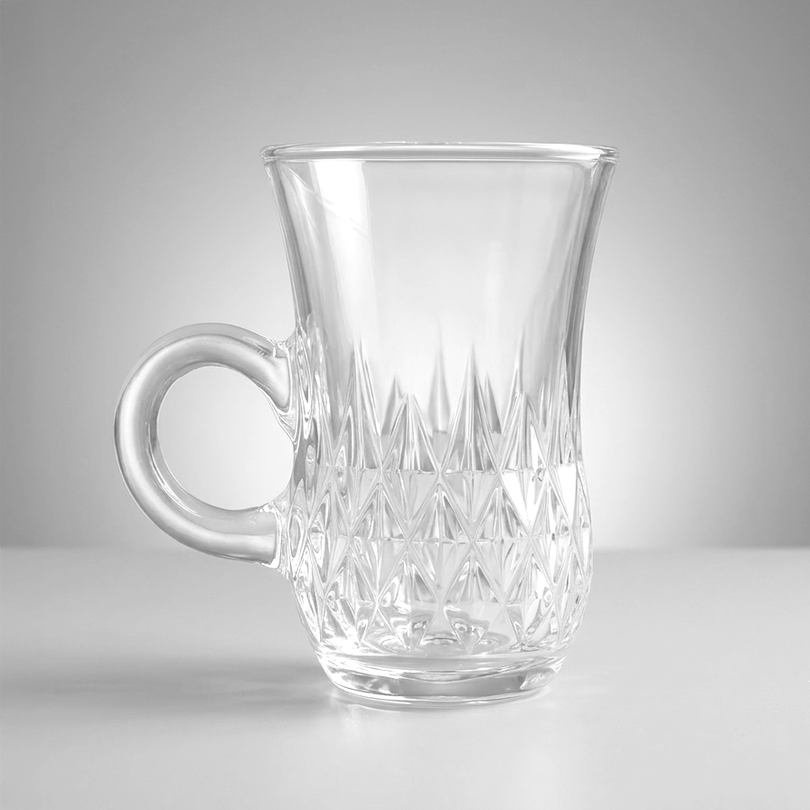 Glass tea cup and saucer, 12 pc set - P1