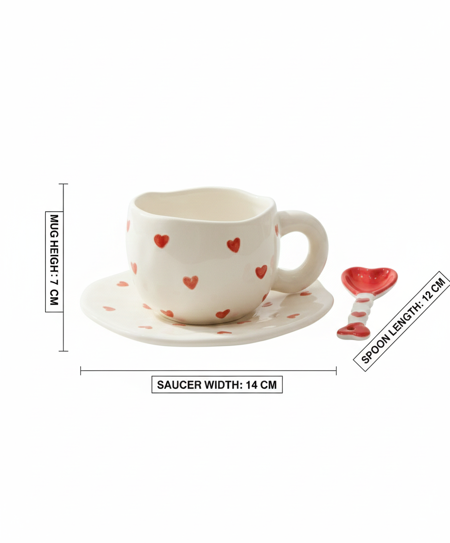 Handmade Ceramic cup and saucer 1 cup+1 saucer+1 spoon/Set