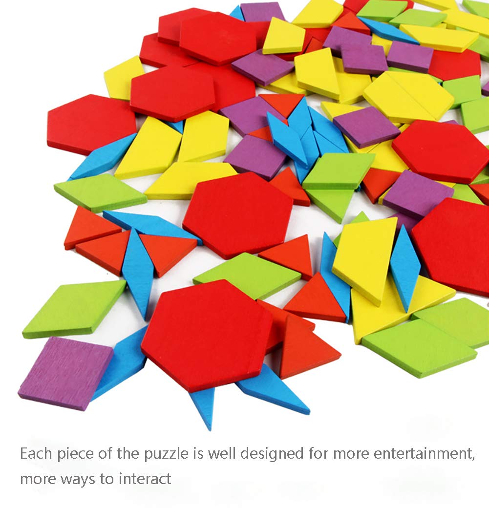 155 Pcs Wooden Pattern Blocks Set Geometric Shape Puzzle