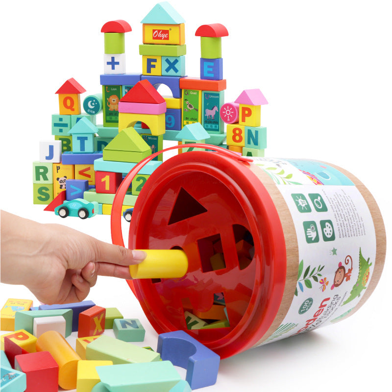 Wood 100 Pcs DIY Stacking Building Block