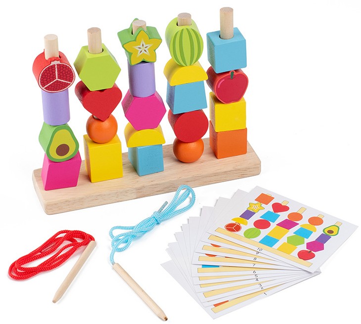 Wood Stick column with cards 18X14X5.5 cm