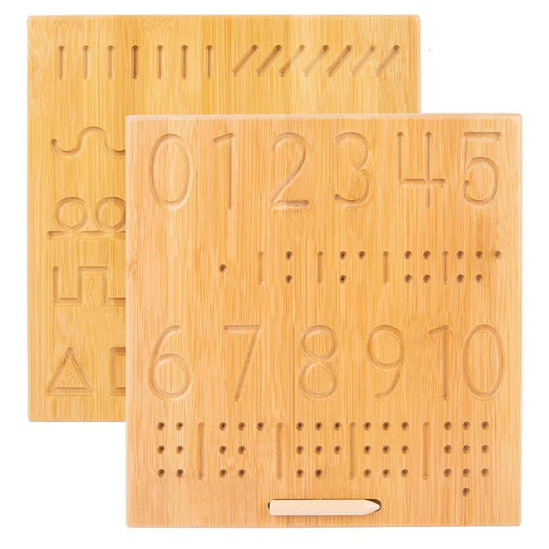 Engraved writing board - numbers & shapes  29X29X1 cm