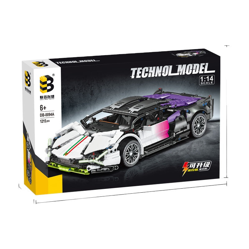 1200 pieces technic car model battery motors white and purple set