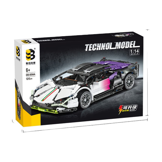 1200 pieces technic car model battery motors white and purple set