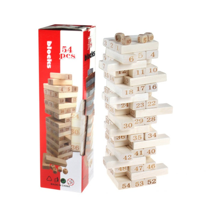 54Pcs Wooden Educational Tumbling Tower