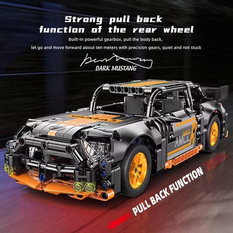 Racing Model Car DIY Building Blocks orange and black car 550 pieces