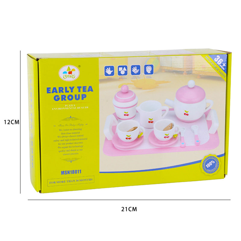 Pink tea set wood Toy