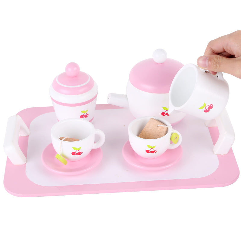 Pink tea set wood Toy