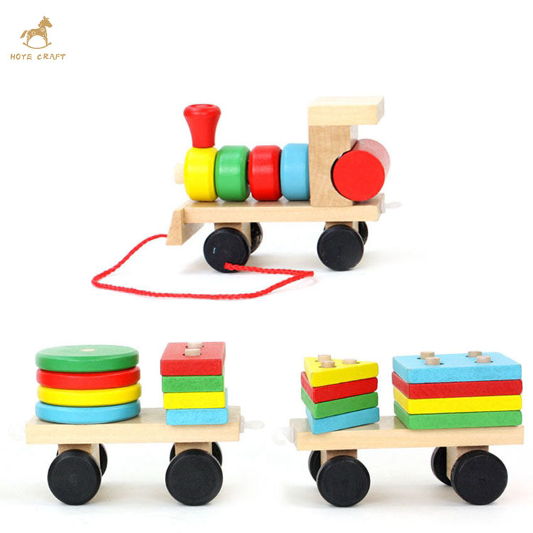 Wooden Block Train Shaped Educational Toy