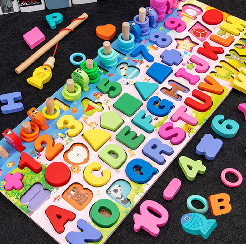 alphabets wooden and magnetic toy  with  ring on board