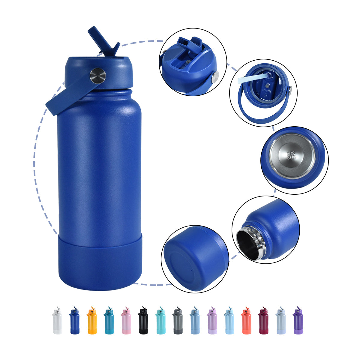 Stainless steel vacuum bottle - with straw
