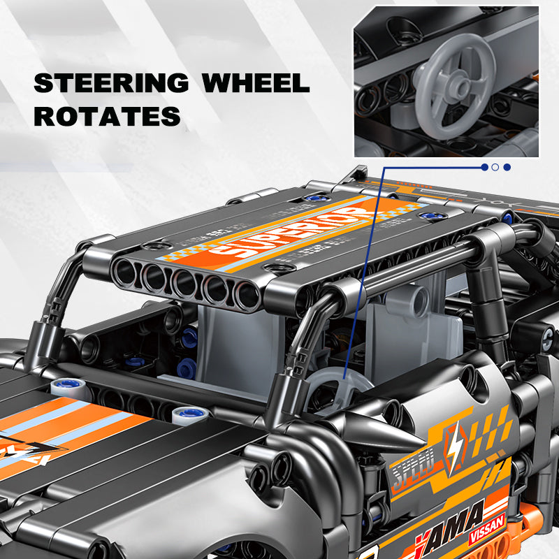 Racing Model Car DIY Building Blocks orange and black car 550 pieces