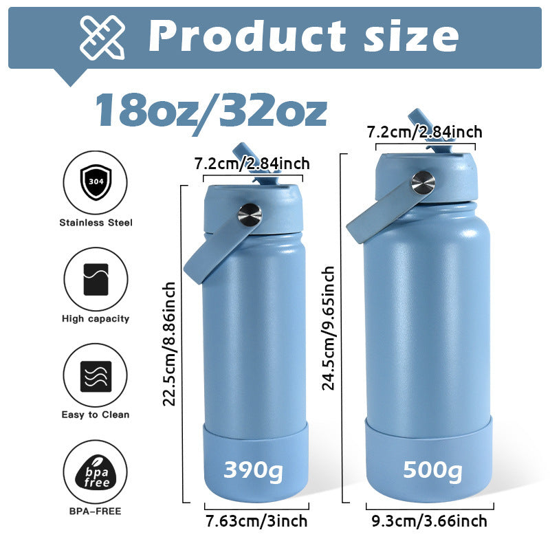 Stainless steel vacuum bottle - with straw