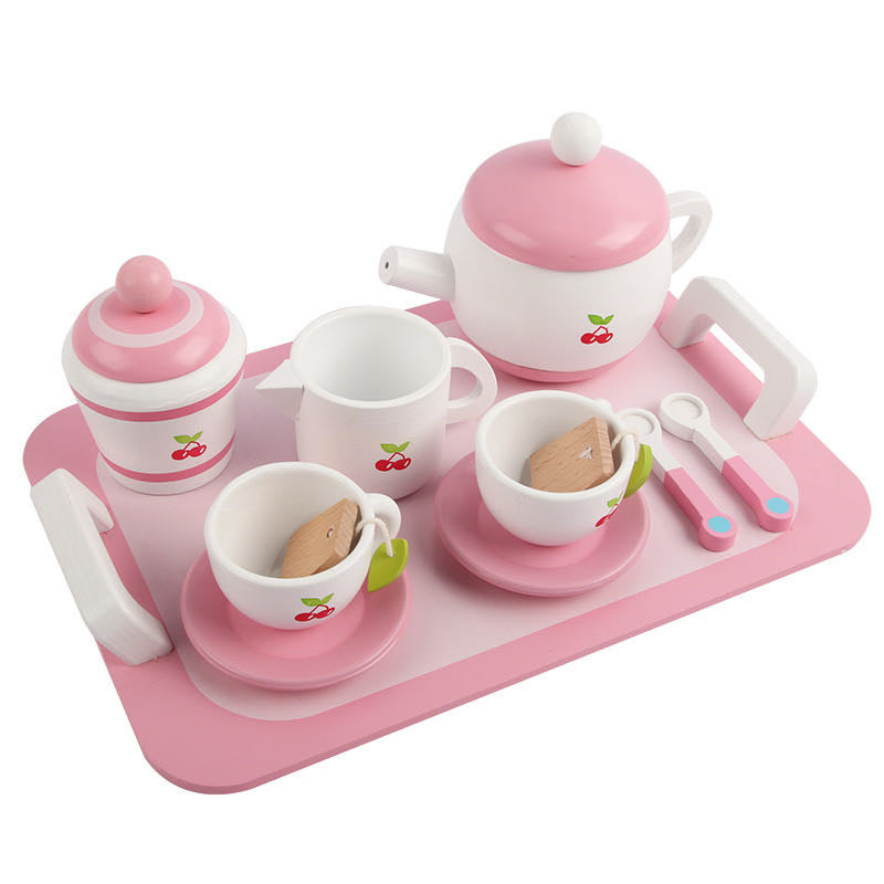 Pink tea set wood Toy