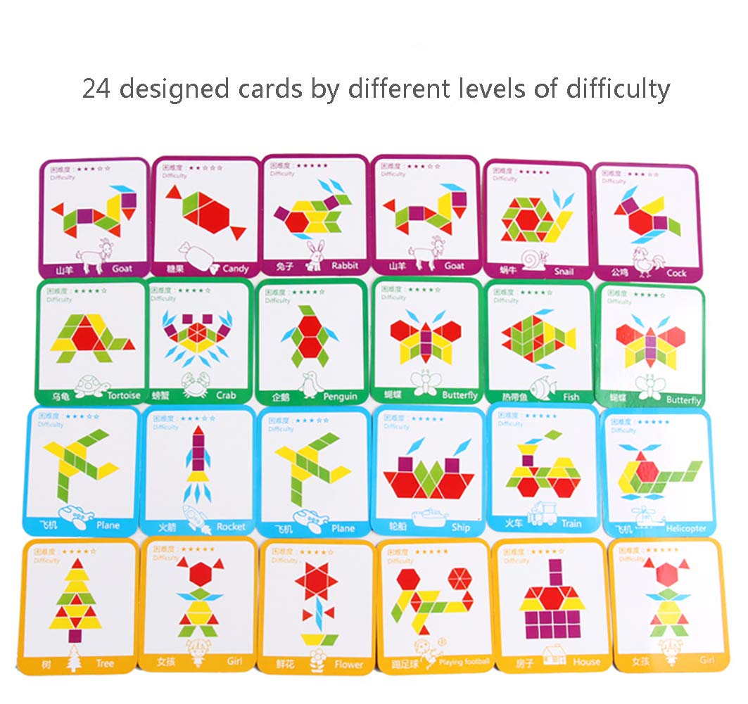 155 Pcs Wooden Pattern Blocks Set Geometric Shape Puzzle