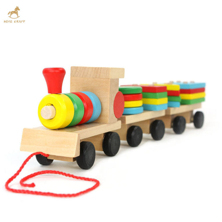 Wooden Block Train Shaped Educational Toy