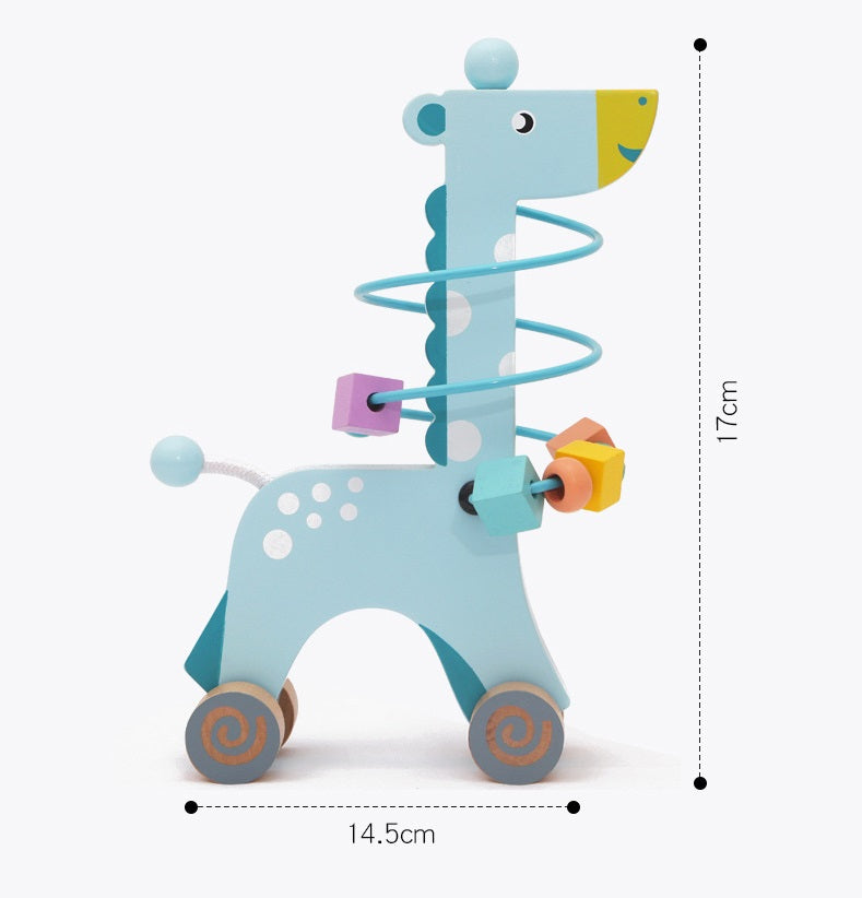Blue Giraffe Beads with Matching Rainbow Stacking Set