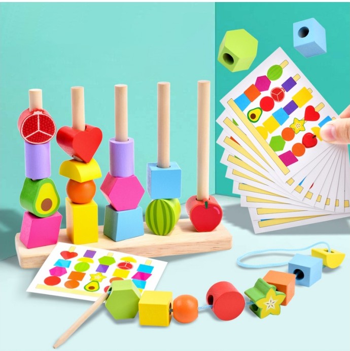 Wood Stick column with cards 18X14X5.5 cm