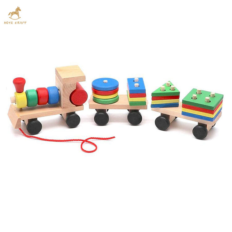 Wooden Block Train Shaped Educational Toy