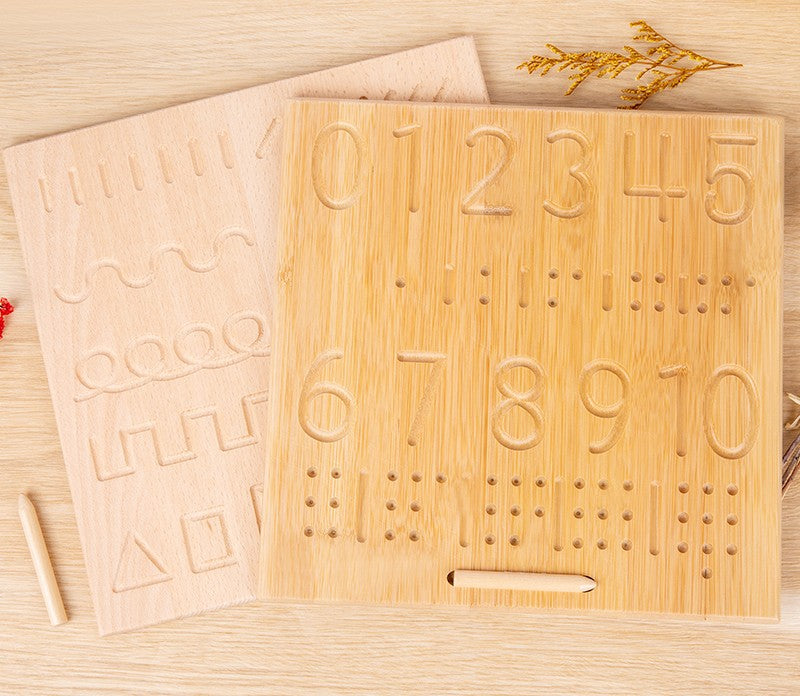 Engraved writing board - numbers & shapes  29X29X1 cm