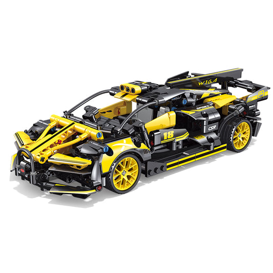Racing Model Yellow Car DIY Building Blocks ,550pcs pull and go
