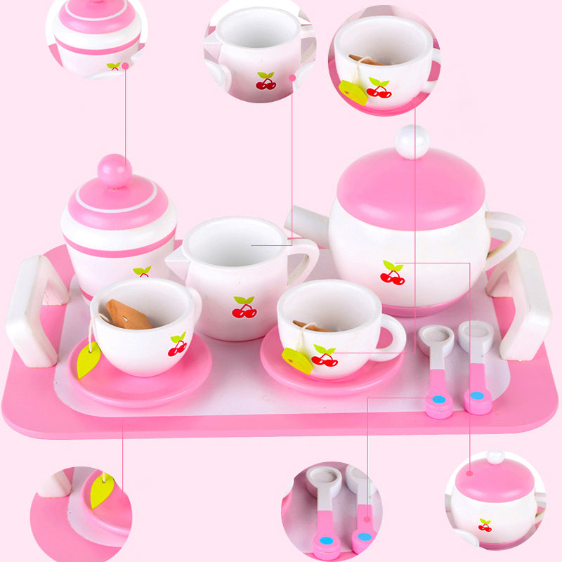 Pink tea set wood Toy