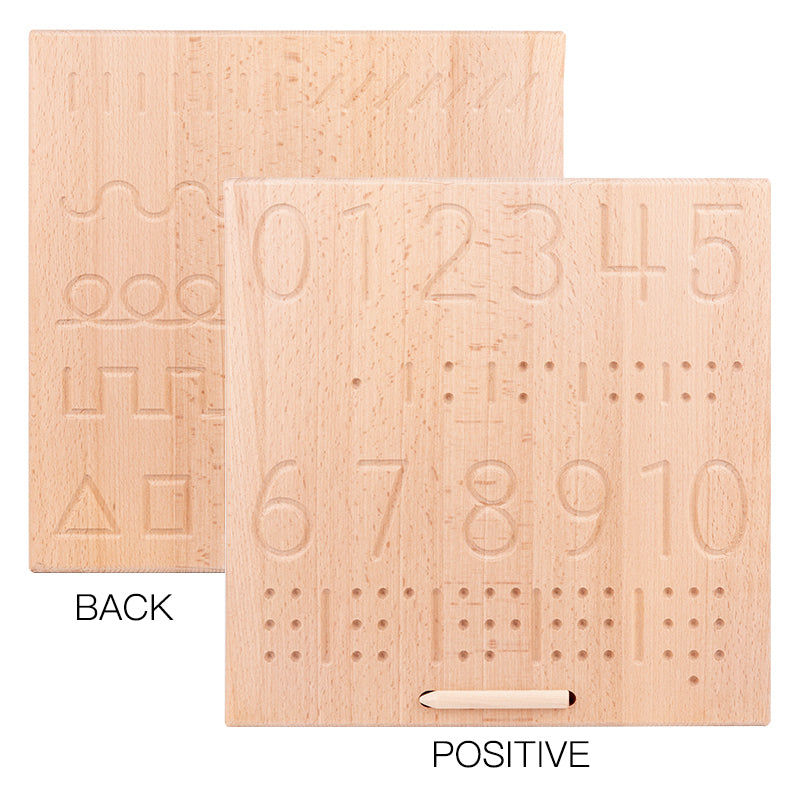 Engraved writing board - numbers & shapes  29X29X1 cm