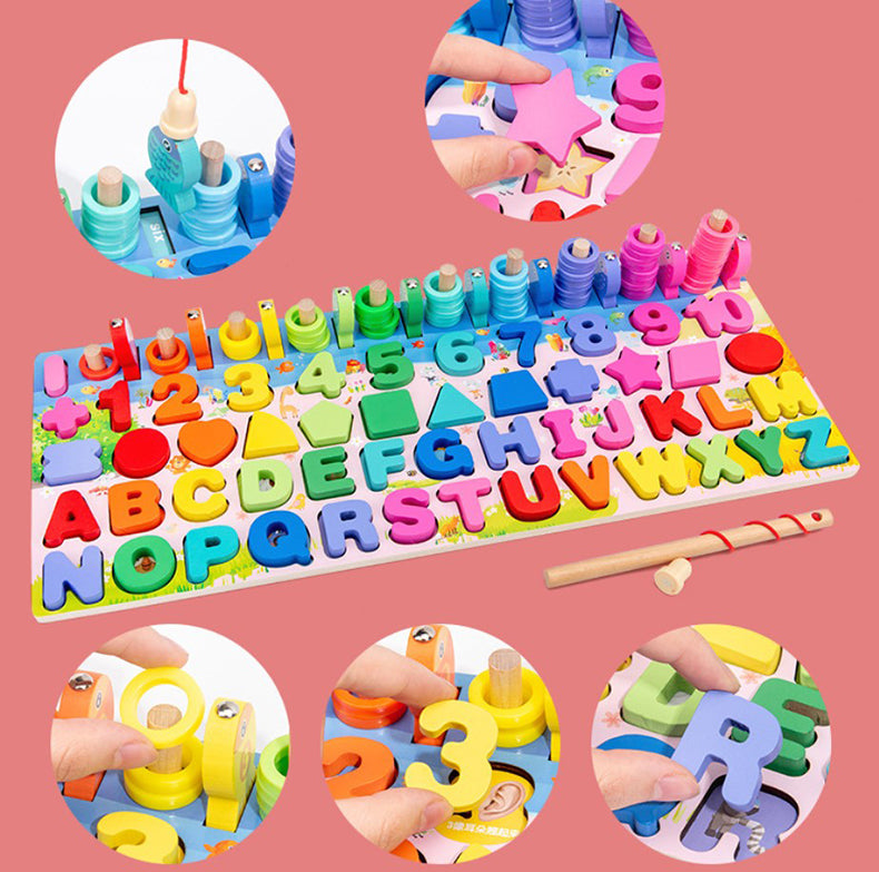 alphabets wooden and magnetic toy  with  ring on board