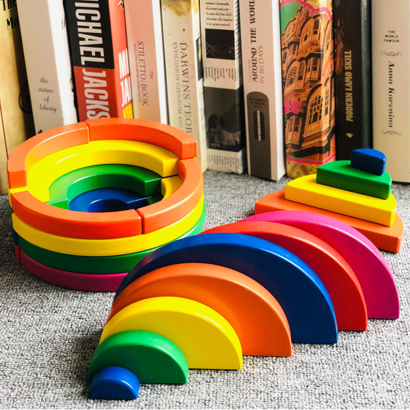 Colorful wood circle set