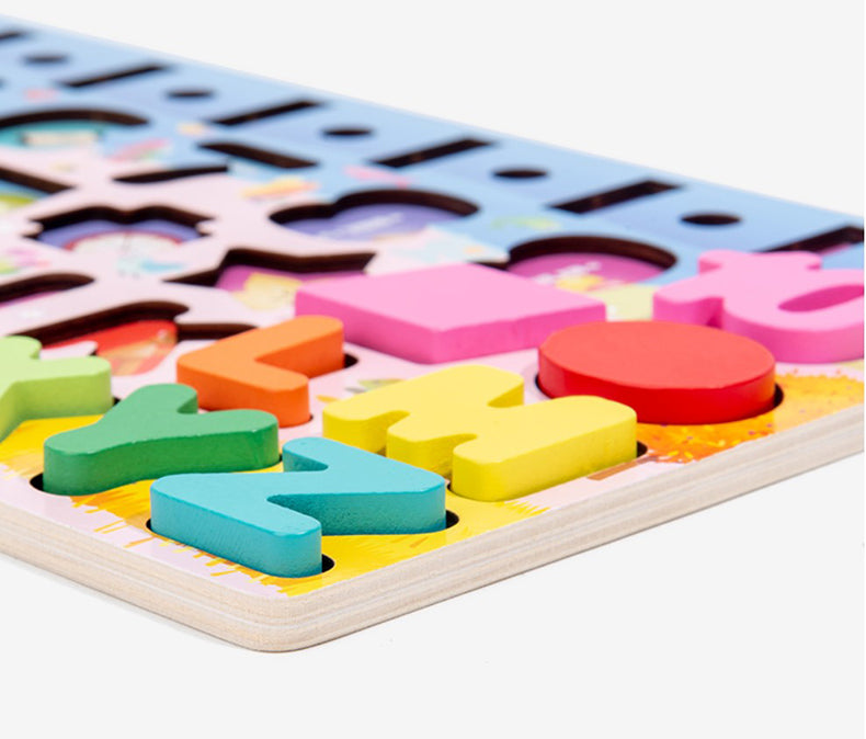 alphabets wooden and magnetic toy  with  ring on board