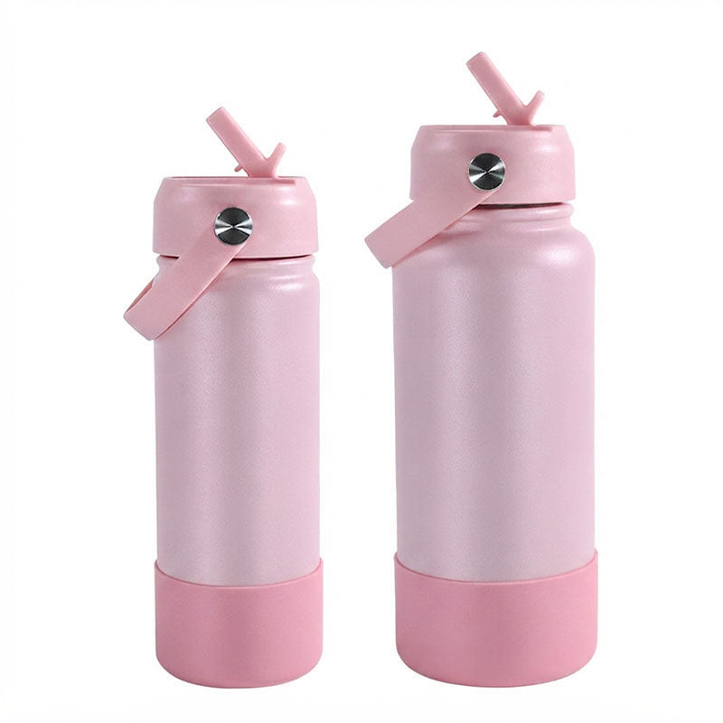 Stainless steel vacuum bottle - with straw