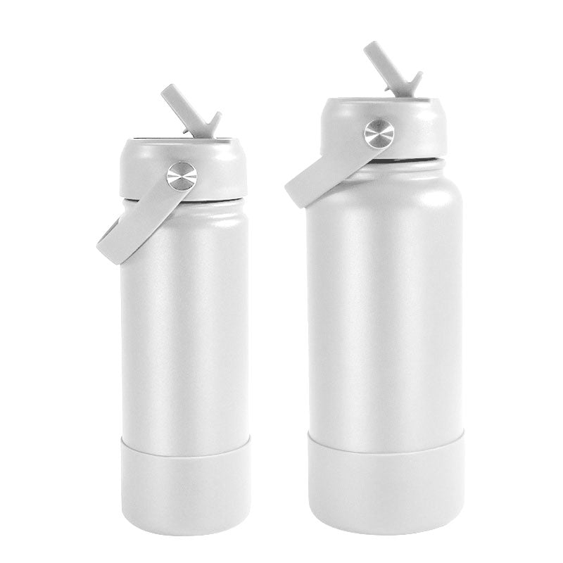 Stainless steel vacuum bottle - with straw