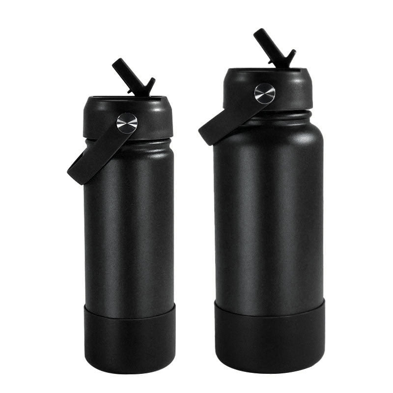 Stainless steel vacuum bottle - with straw